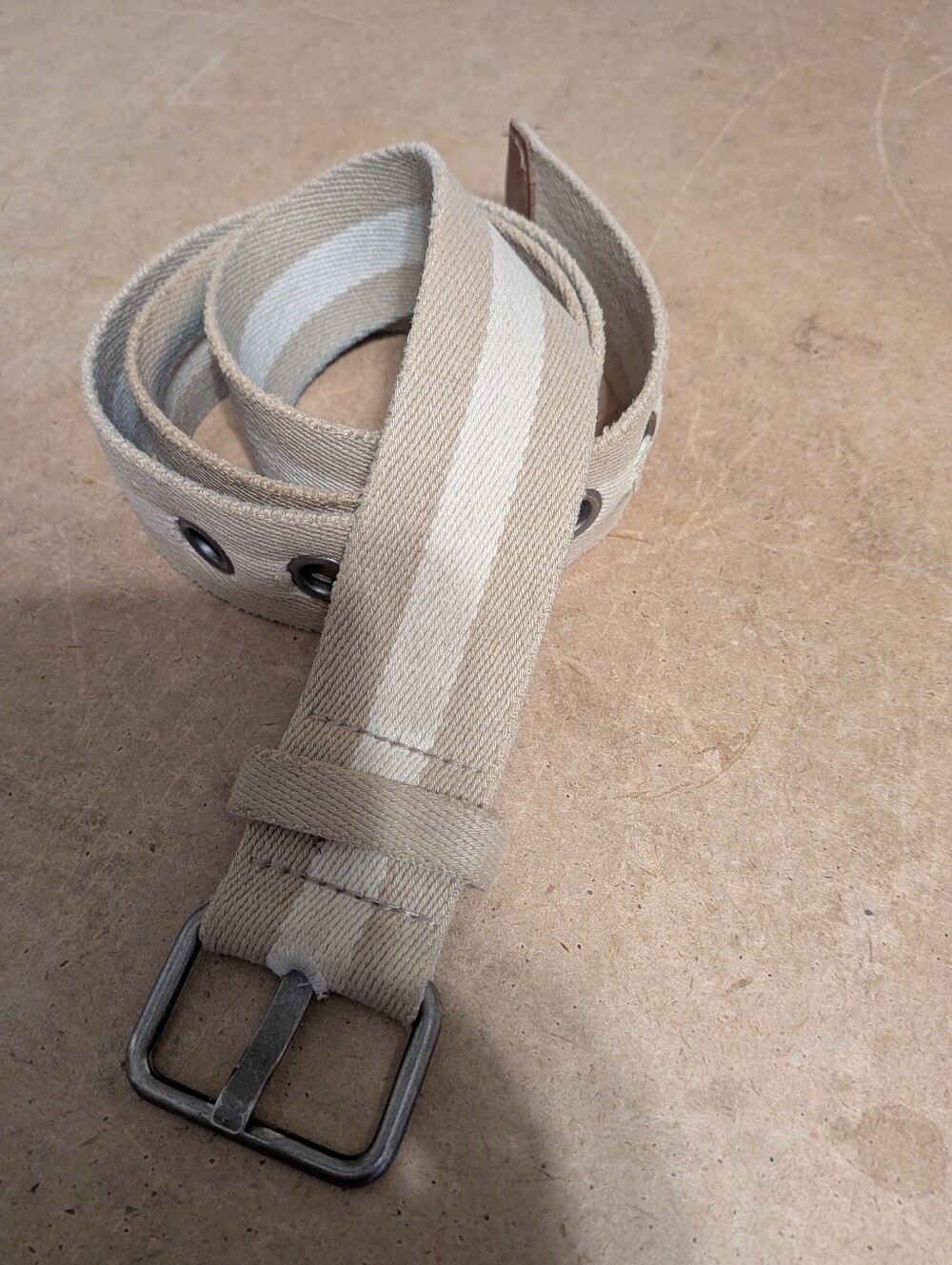 American Eagle Cloth Belt— Beige with White Stripe - Women's